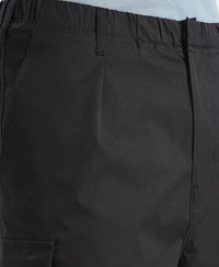 Microfiber Fabric Oversized Cargo Utility Pants with Inner Drawstrings - Black