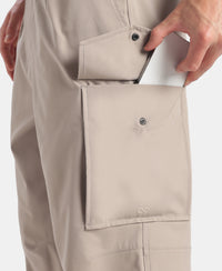 Microfiber Fabric Oversized Cargo Utility Pants with Inner Drawstrings - Moon Rock