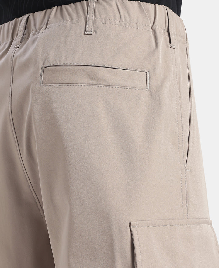 Microfiber Fabric Oversized Cargo Utility Pants with Inner Drawstrings - Moon Rock