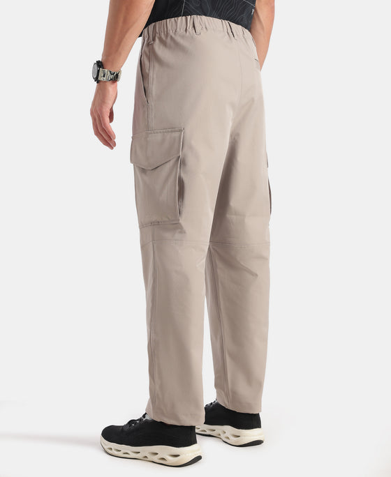 Microfiber Fabric Oversized Cargo Utility Pants with Inner Drawstrings - Moon Rock