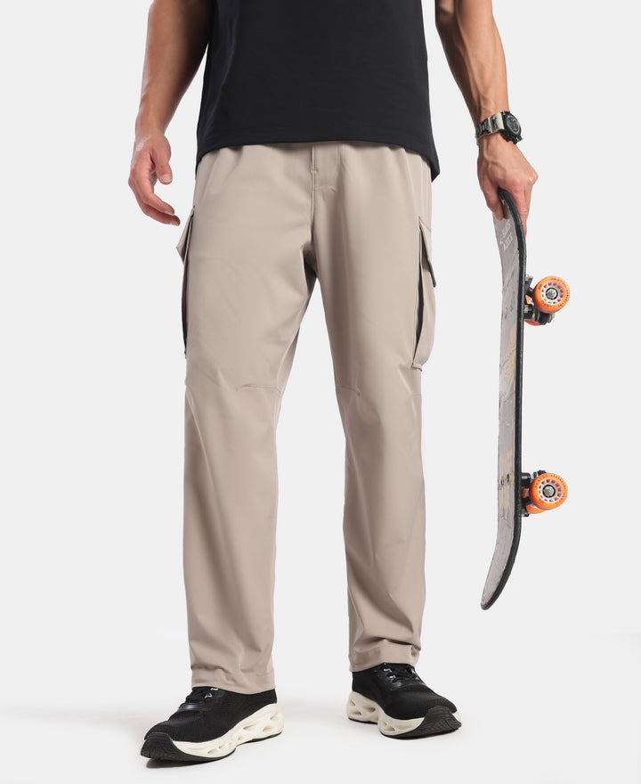 Microfiber Fabric Oversized Cargo Utility Pants with Inner Drawstrings - Moon Rock