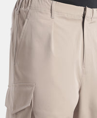 Microfiber Fabric Oversized Cargo Utility Pants with Inner Drawstrings - Moon Rock