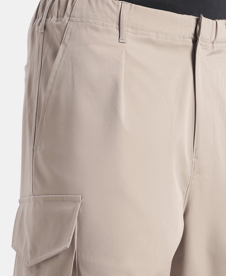 Microfiber Fabric Oversized Cargo Utility Pants with Inner Drawstrings - Moon Rock