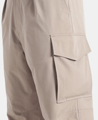 Microfiber Fabric Oversized Cargo Utility Pants with Inner Drawstrings - Moon Rock