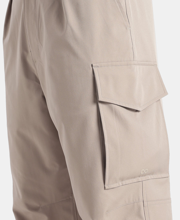 Microfiber Fabric Oversized Cargo Utility Pants with Inner Drawstrings - Moon Rock