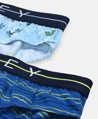 Super Combed Cotton Elastane Stretch Printed Brief with Ultrasoft Waistband - Ensign Blue & White (Pack of 2)