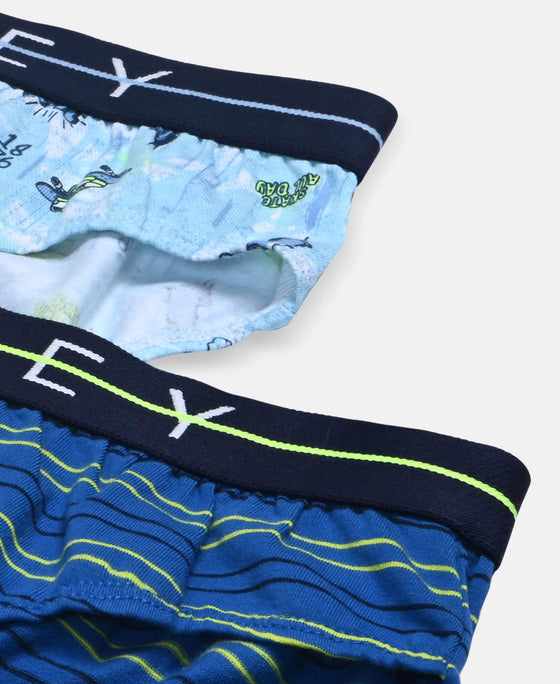 Super Combed Cotton Elastane Stretch Printed Brief with Ultrasoft Waistband - Ensign Blue & White (Pack of 2)