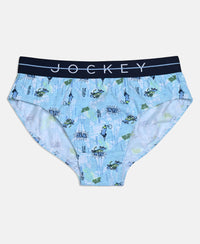 Super Combed Cotton Elastane Stretch Printed Brief with Ultrasoft Waistband - Ensign Blue & White (Pack of 2)