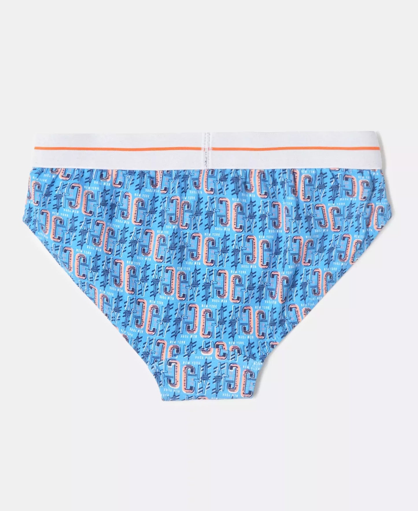 Super Combed Cotton Elastane Stretch Printed Brief with Ultrasoft Waistband - Navy - Malibu Blue (Pack of 2)