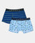 Super Combed Cotton Elastane Stretch Printed Trunk with Front Open Fly and Ultrasoft Waistband - Ensign Blue & White (Pack of 2)