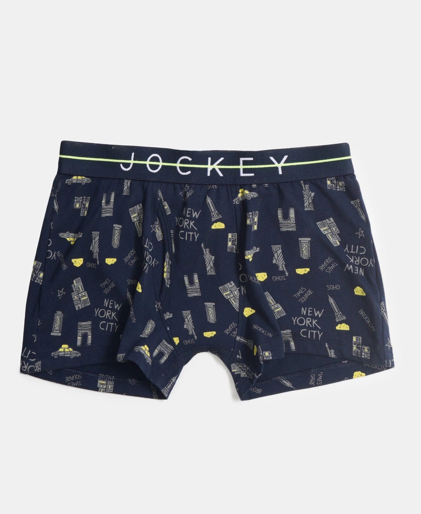 Super Combed Cotton Elastane Stretch Printed Trunk with Front Open Fly and Ultrasoft Waistband - Monument - Navy (Pack of 2)