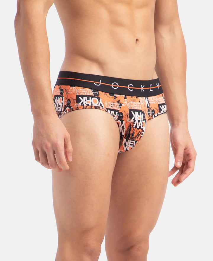 Super Combed Cotton Elastane Stretch Printed Brief with Ultrasoft Waistband - Flamingo