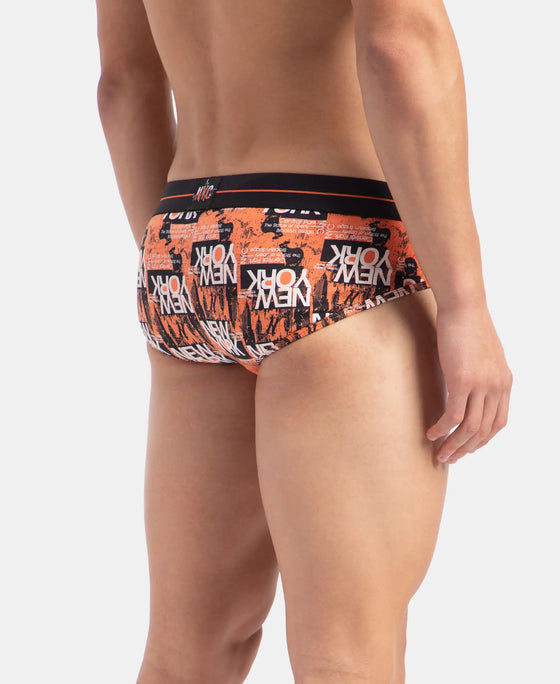 Super Combed Cotton Elastane Stretch Printed Brief with Ultrasoft Waistband - Flamingo
