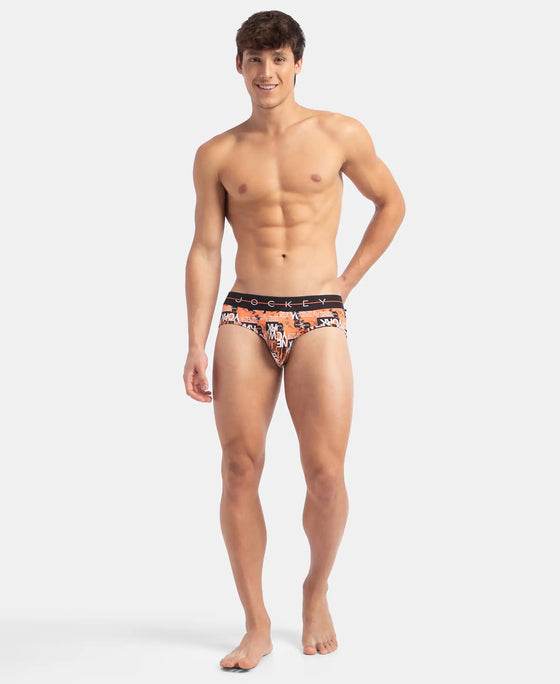 Super Combed Cotton Elastane Stretch Printed Brief with Ultrasoft Waistband - Flamingo