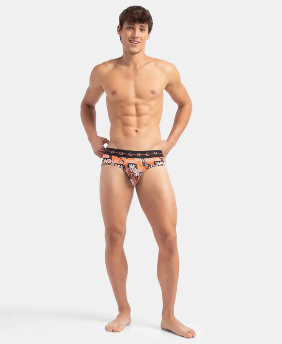 Super Combed Cotton Elastane Stretch Printed Brief with Ultrasoft Waistband - Flamingo
