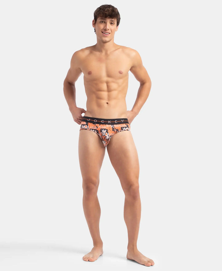 Super Combed Cotton Elastane Stretch Printed Brief with Ultrasoft Waistband - Flamingo