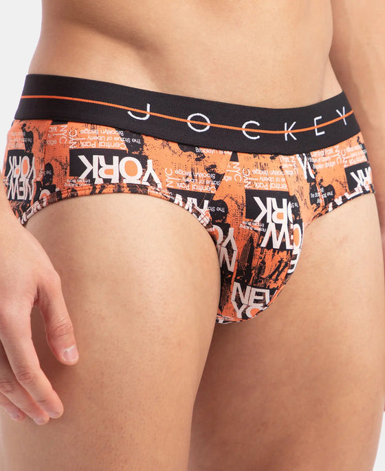 Super Combed Cotton Elastane Stretch Printed Brief with Ultrasoft Waistband - Flamingo