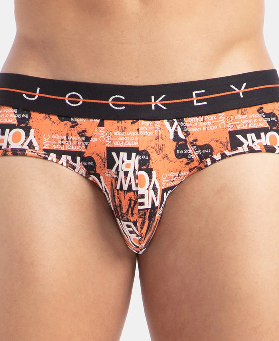 Super Combed Cotton Elastane Stretch Printed Brief with Ultrasoft Waistband - Flamingo