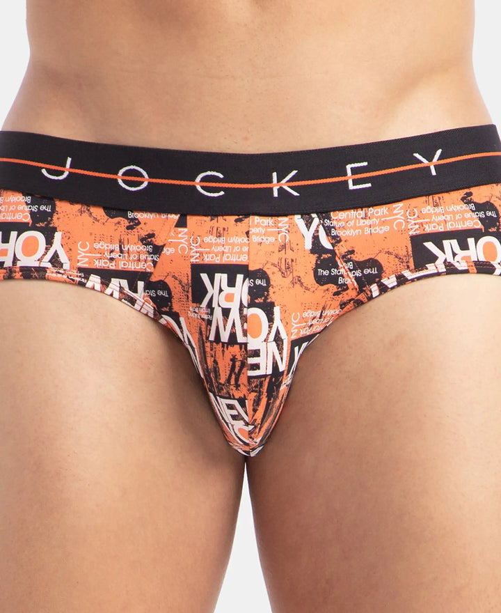 Super Combed Cotton Elastane Stretch Printed Brief with Ultrasoft Waistband - Flamingo