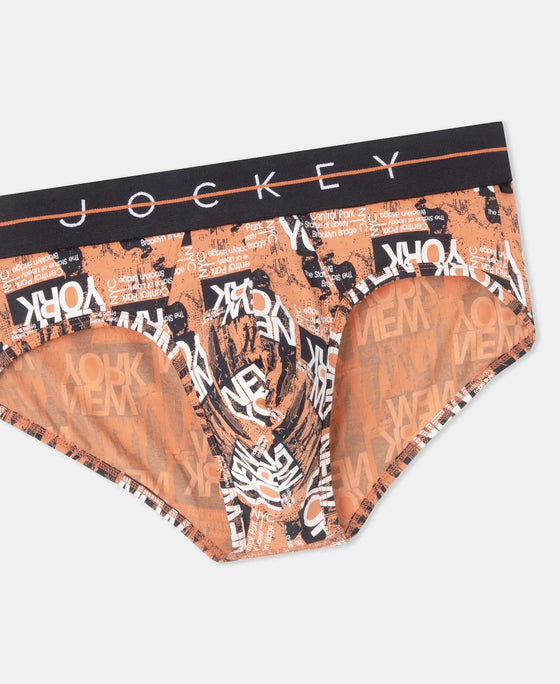 Super Combed Cotton Elastane Stretch Printed Brief with Ultrasoft Waistband - Flamingo