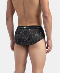 Super Combed Cotton Elastane Stretch Printed Brief with Ultrasoft Waistband - White