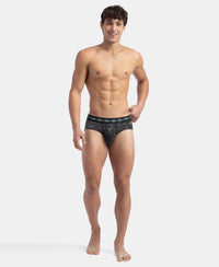Super Combed Cotton Elastane Stretch Printed Brief with Ultrasoft Waistband - White