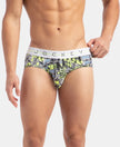 Super Combed Cotton Elastane Printed Brief with Ultrasoft Waistband - Black