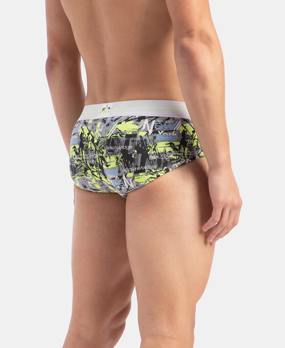 Super Combed Cotton Elastane Printed Brief with Ultrasoft Waistband - Black