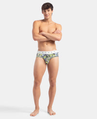 Super Combed Cotton Elastane Printed Brief with Ultrasoft Waistband - Black