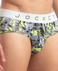 Super Combed Cotton Elastane Printed Brief with Ultrasoft Waistband - Black
