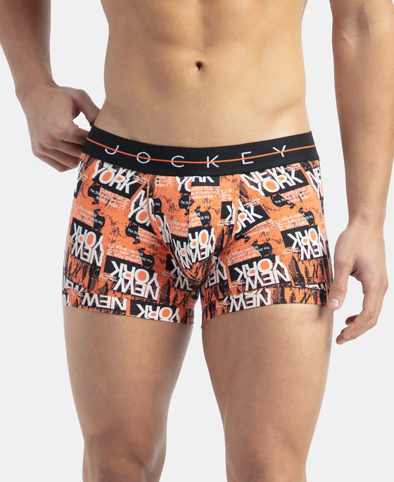 Super Combed Cotton Elastane Stretch Printed Trunk with Ultrasoft Waistband - Flamingo