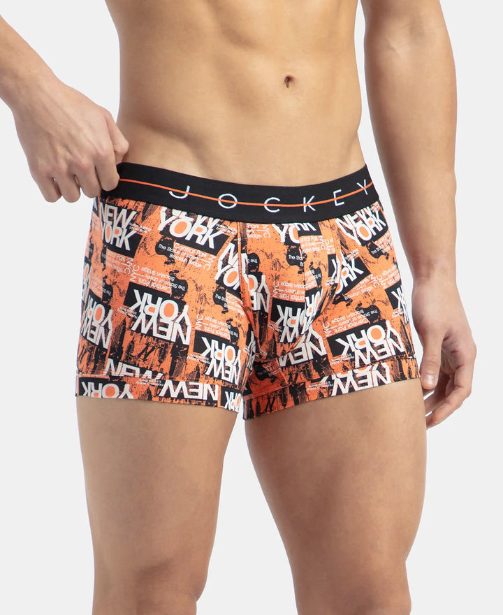 Super Combed Cotton Elastane Stretch Printed Trunk with Ultrasoft Waistband - Flamingo