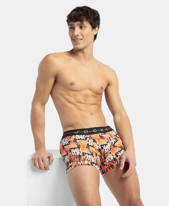 Super Combed Cotton Elastane Stretch Printed Trunk with Ultrasoft Waistband - Flamingo