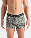 Super Combed Cotton Elastane Stretch Printed Trunk with Ultrasoft Waistband - White