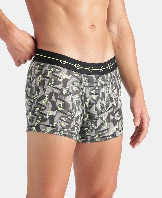 Super Combed Cotton Elastane Stretch Printed Trunk with Ultrasoft Waistband - White
