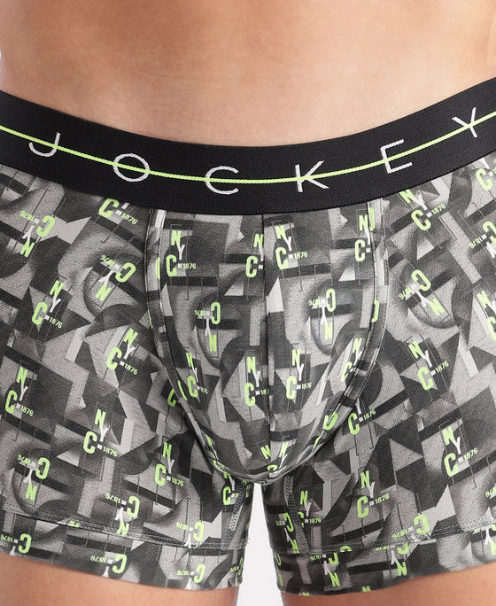 Super Combed Cotton Elastane Stretch Printed Trunk with Ultrasoft Waistband - White