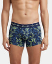 Super Combed Cotton Elastane Printed Trunk with Ultrasoft Waistband - Navy & Neon