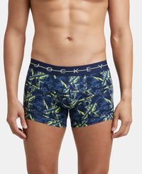 Super Combed Cotton Elastane Printed Trunk with Ultrasoft Waistband - Navy & Neon