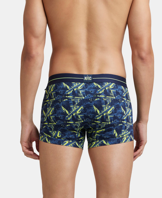Super Combed Cotton Elastane Printed Trunk with Ultrasoft Waistband - Navy & Neon