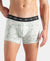 Super Combed Cotton Elastane Stretch Printed Trunk with Ultrasoft Waistband - White, Black & Jadeite
