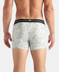 Super Combed Cotton Elastane Stretch Printed Trunk with Ultrasoft Waistband - White, Black & Jadeite