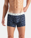 Super Combed Cotton Elastane Printed Trunk with Ultrasoft Waistband - Black