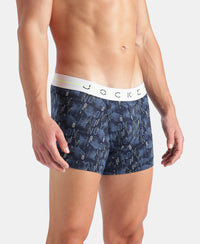 Super Combed Cotton Elastane Printed Trunk with Ultrasoft Waistband - Black