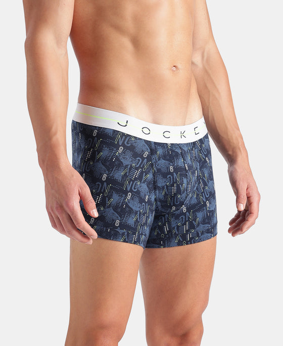 Super Combed Cotton Elastane Printed Trunk with Ultrasoft Waistband - Black