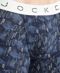 Super Combed Cotton Elastane Printed Trunk with Ultrasoft Waistband - Black