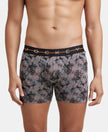 Super Combed Cotton Elastane Printed Boxer Brief with Ultrasoft Waistband - Black & Orange