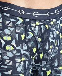 Super Combed Cotton Elastane Stretch Printed Boxer Brief with Ultrasoft Waistband - Navy, White & Dusk Blue