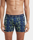 Super Combed Cotton Elastane Printed Boxer Brief with Ultrasoft Waistband - Navy & Neon