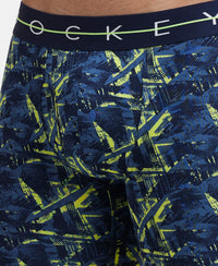 Super Combed Cotton Elastane Printed Boxer Brief with Ultrasoft Waistband - Navy & Neon