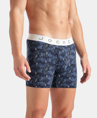 Super Combed Cotton Elastane Stretch Printed Boxer Brief with Ultrasoft Waistband - Black